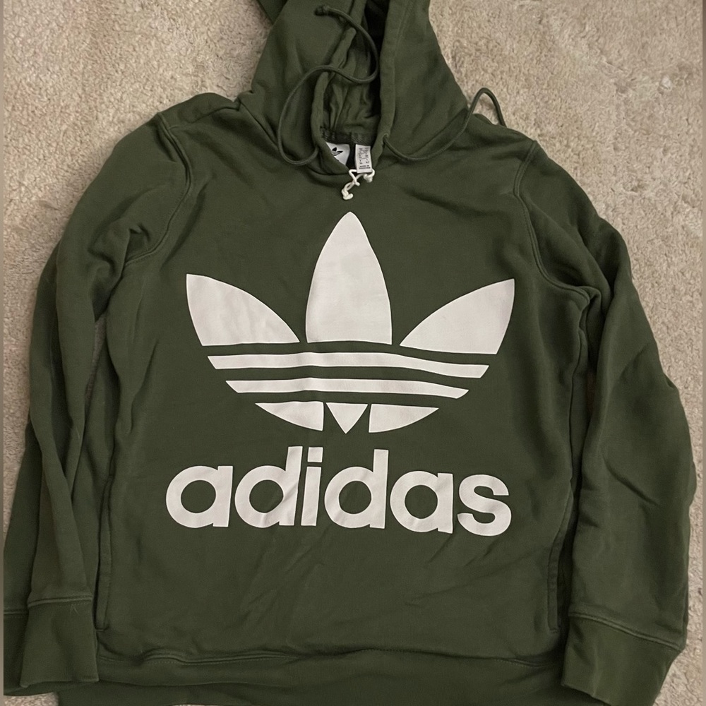 green adidas logo hoodie sz small